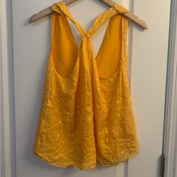 Frame 100% Silk Crinkle Draped Halter Neck Kumquat Orange Sleeveless Top - Picture 2 of 5